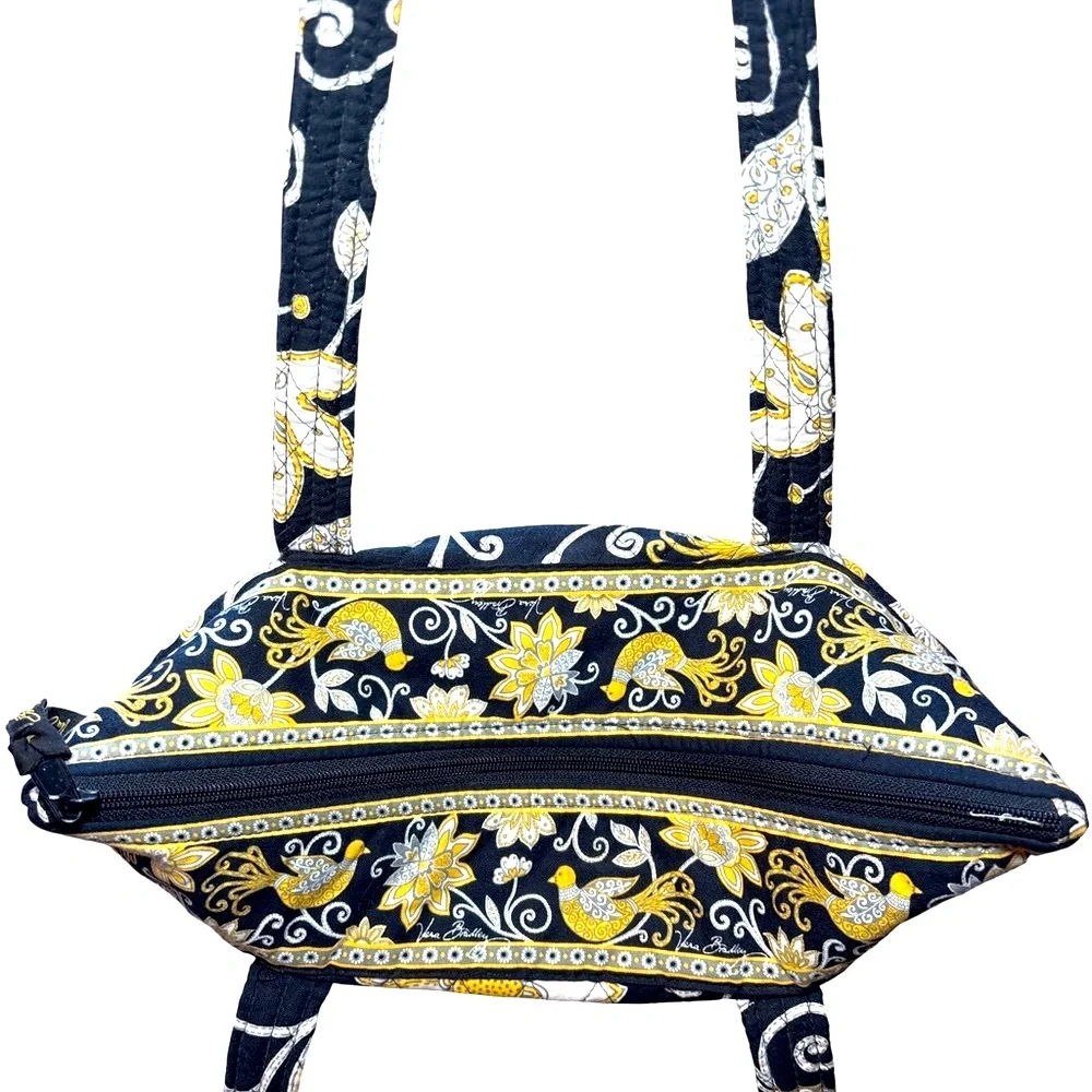 Vera Bradley Navy Floral Quilted Tote with Yellow & White Accents